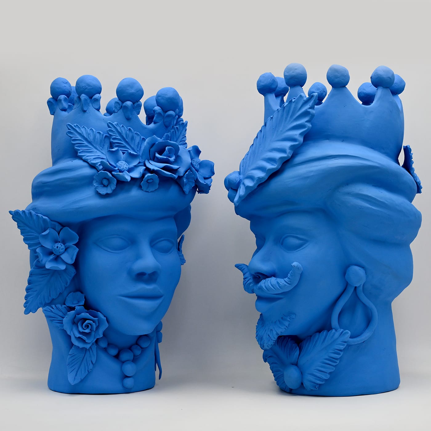Artisan Blue Moor's Head Sculpture Made in Italy
