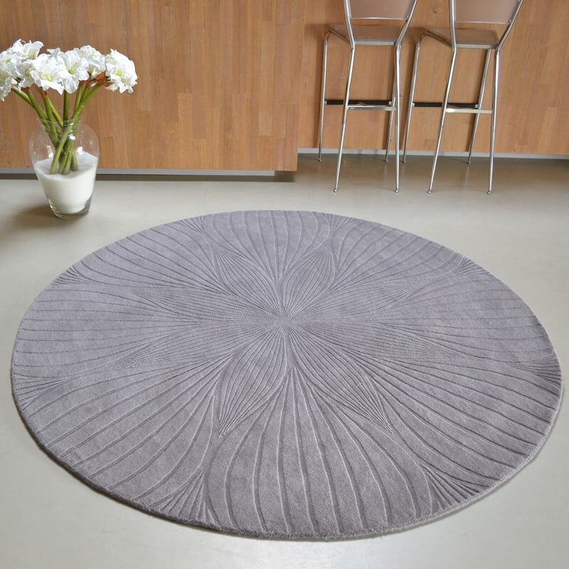 Grey Wool Round Hand Made Rug