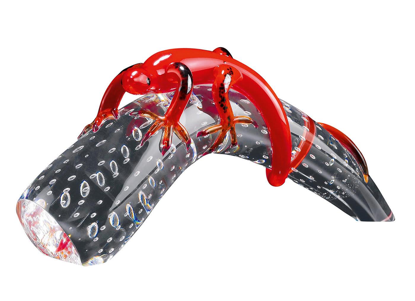 Glass Horn with Gecko Italian Figurine