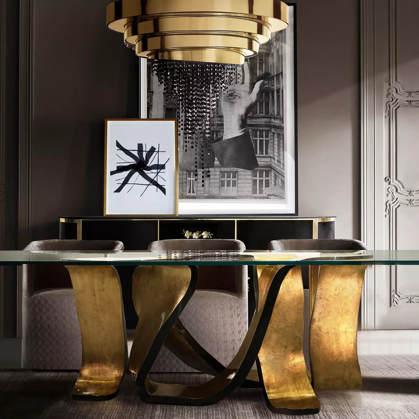 Ribbon Gold Leaf Table