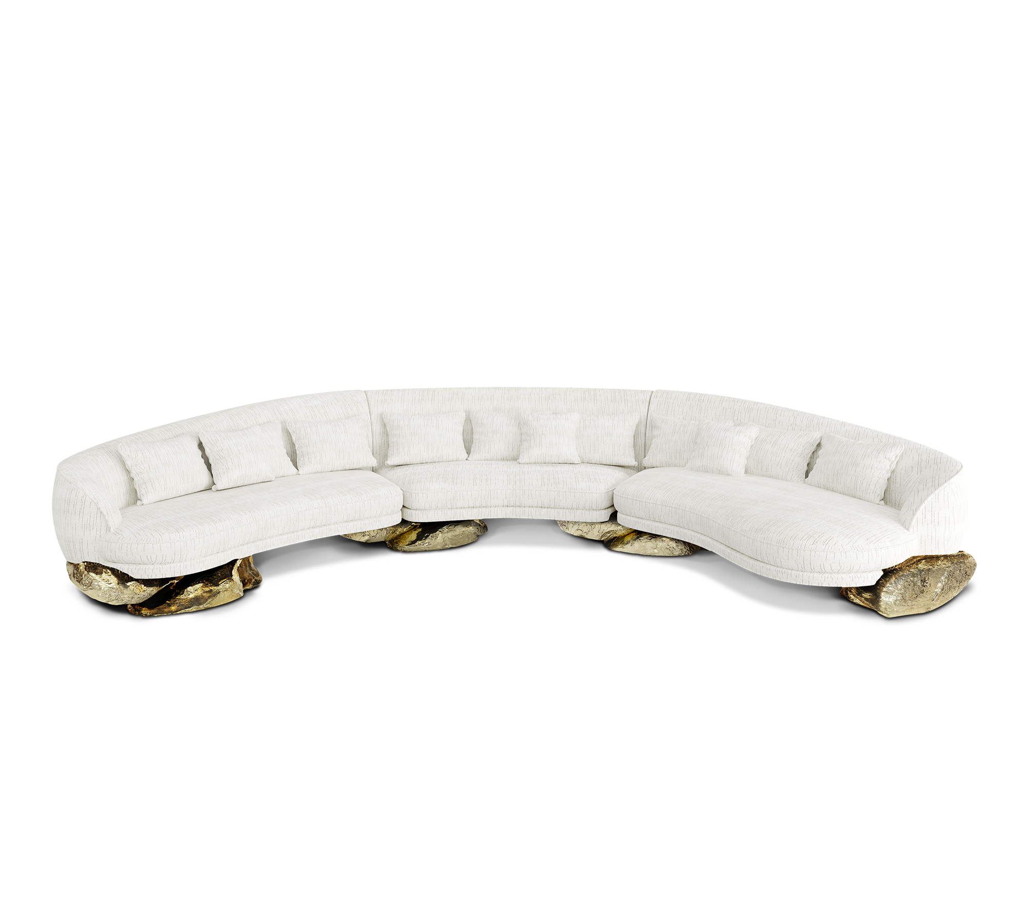Angora White Curved Luxe Sofa