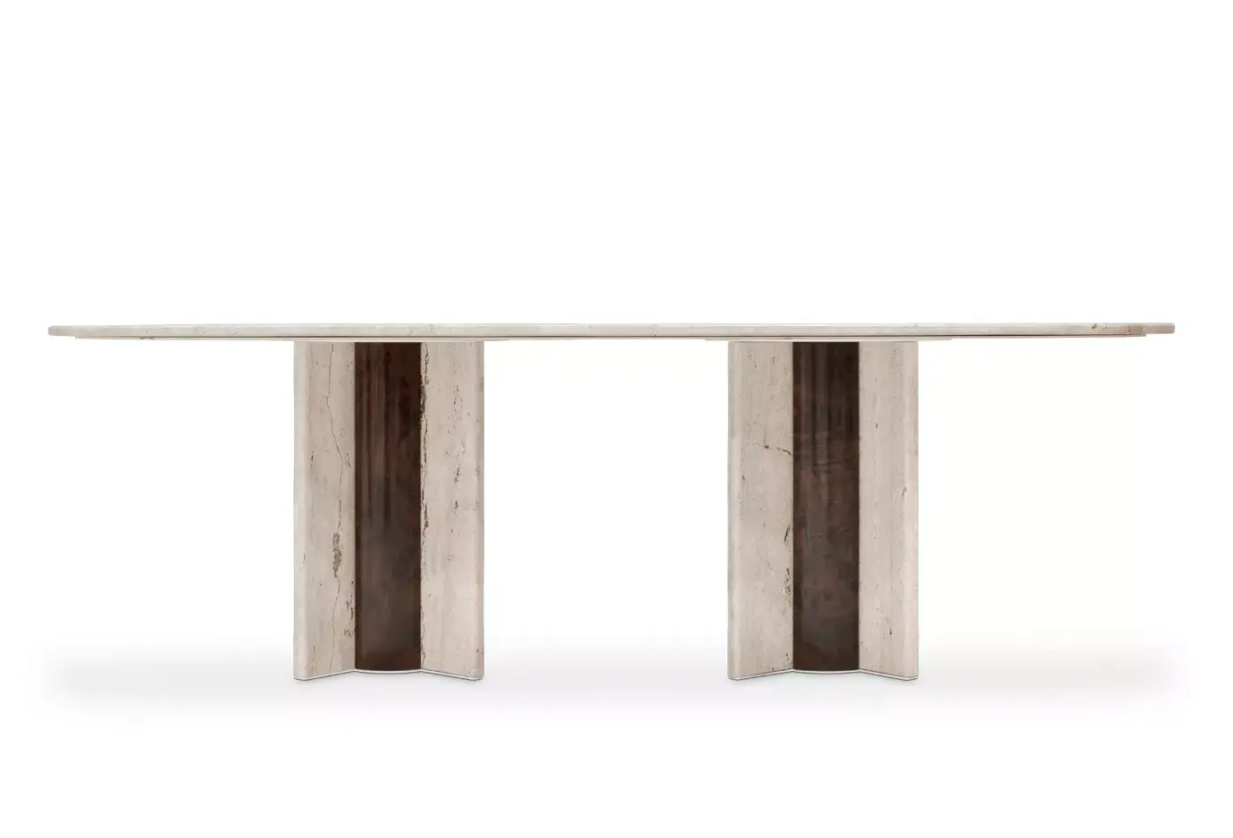 Parisian Travertine Marble Oval Table