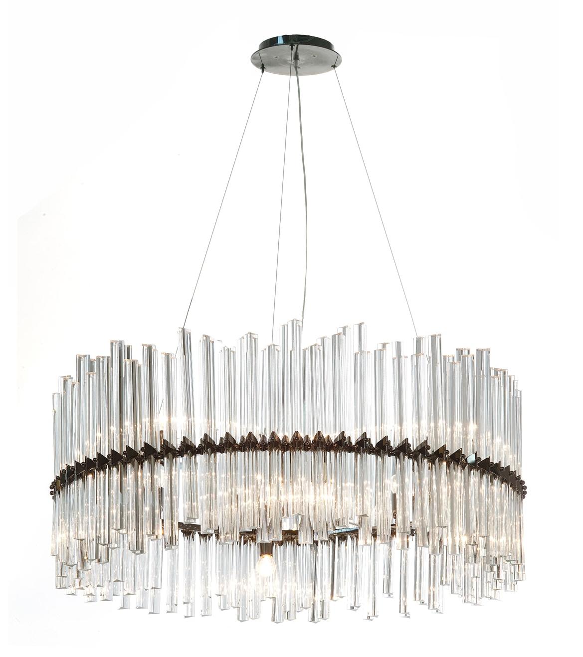 Circular Dark Nickel Trihedron Chandelier