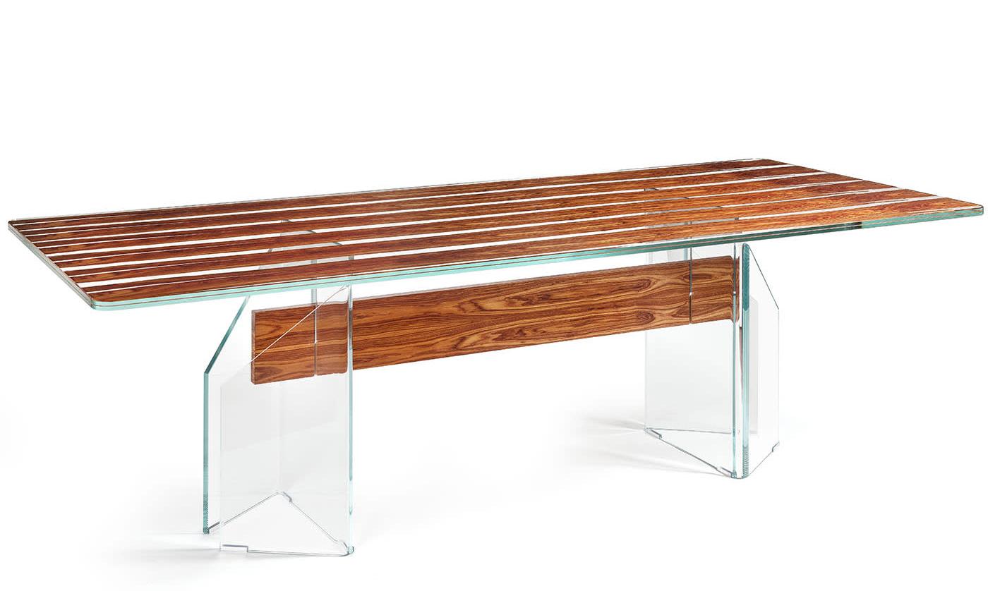 Parigi Wood and Glass Dining Table