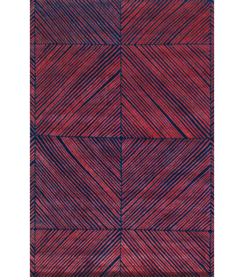 Geometric Viscose / Wool Handwoven Red & Purple Luxury Rug