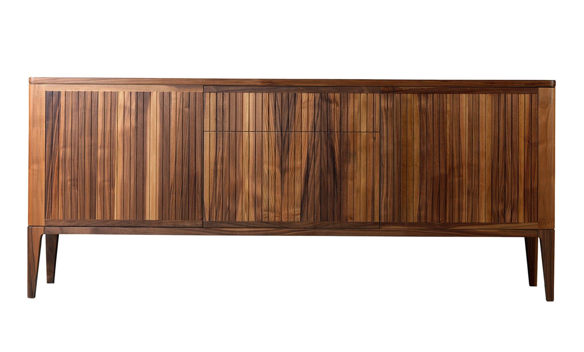 Eleva Three-Doors Brown Contemporary Sideboard