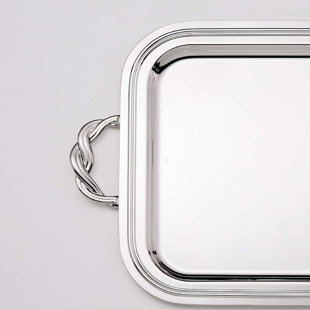 Rectangular Silver-Plated Tray With Handles