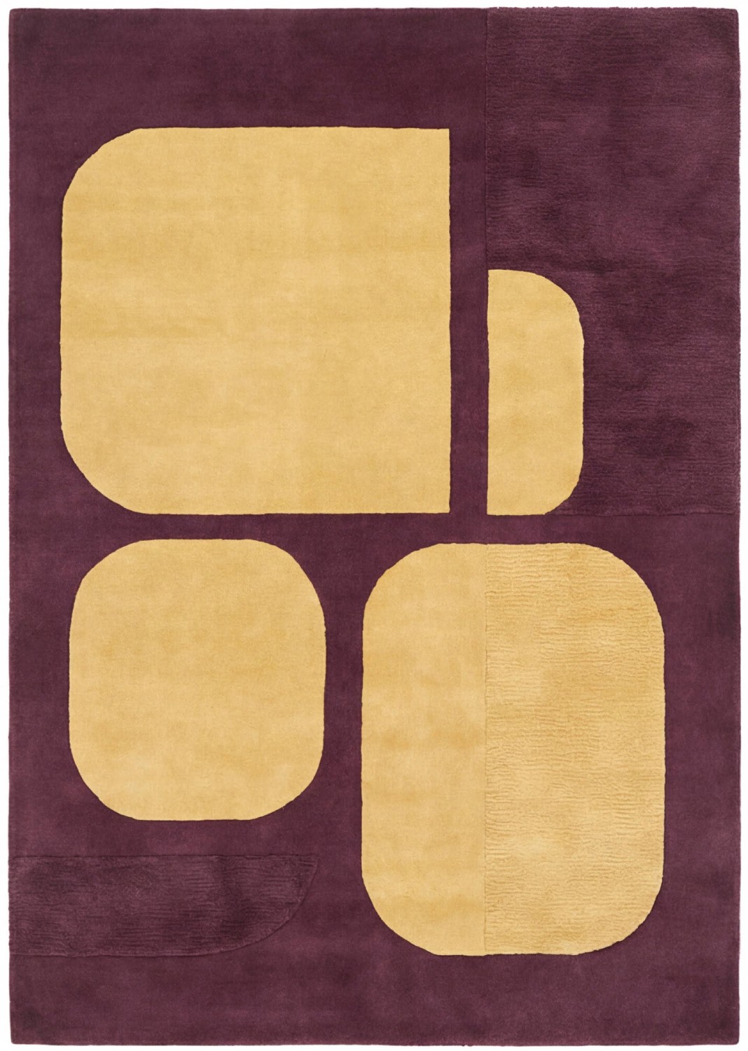 Rounded Blocks Plum Designer Rug