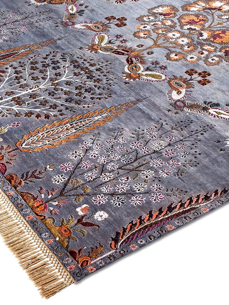 Mughal Charcoal Luxury Handwoven Rug