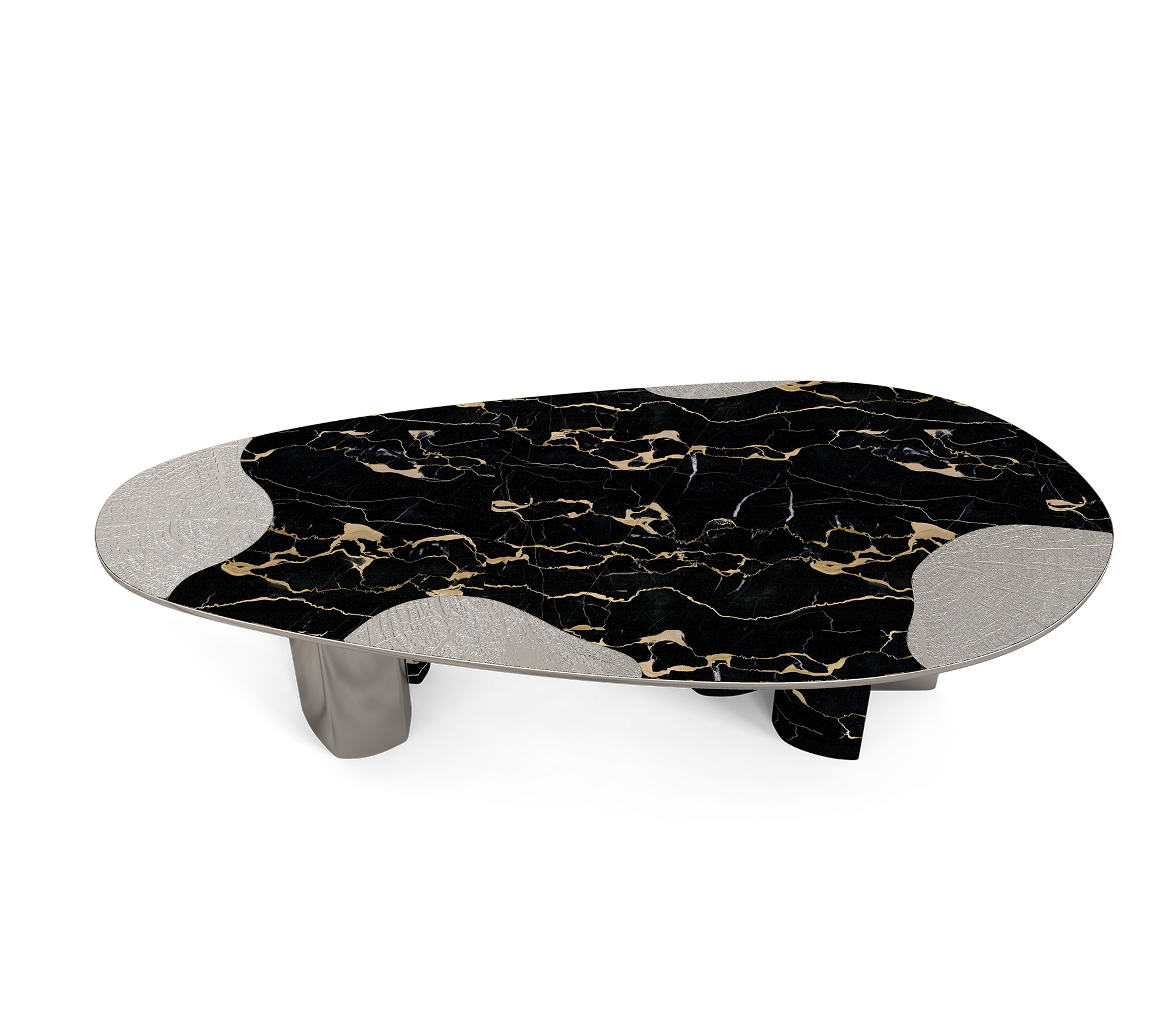 Marble & Silver Luxe Dining Table