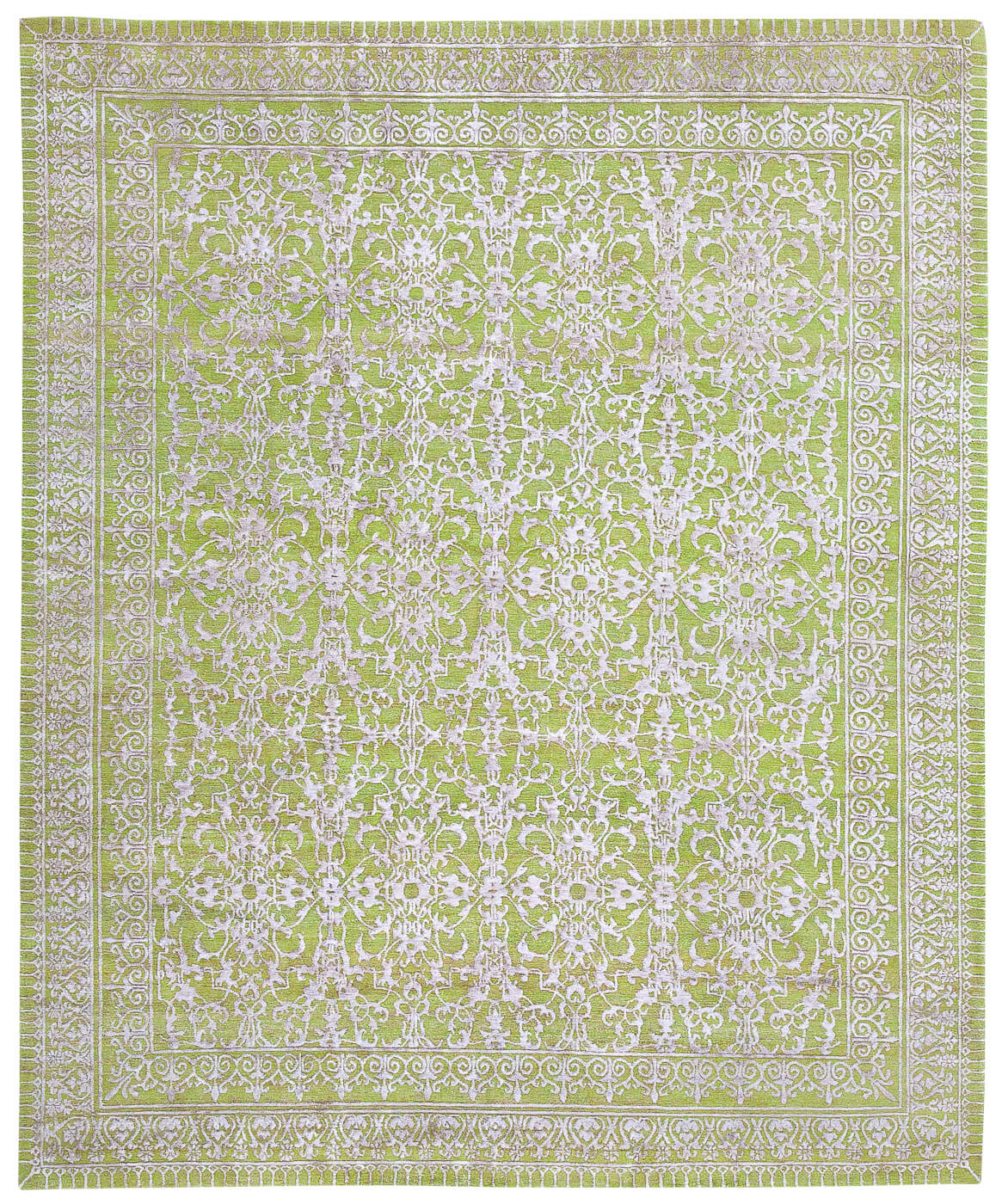 Wool & Silk Green Luxury Rug ☞ Size: 300 x 400 cm