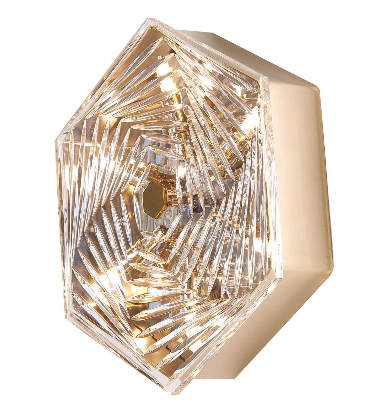 Soft Gold Hexagonal Crystal Wall Sconce