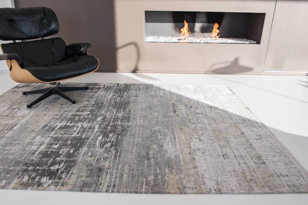 Abstract Grey Flatwoven Belgian Rug ☞ Size: 140 x 200 cm