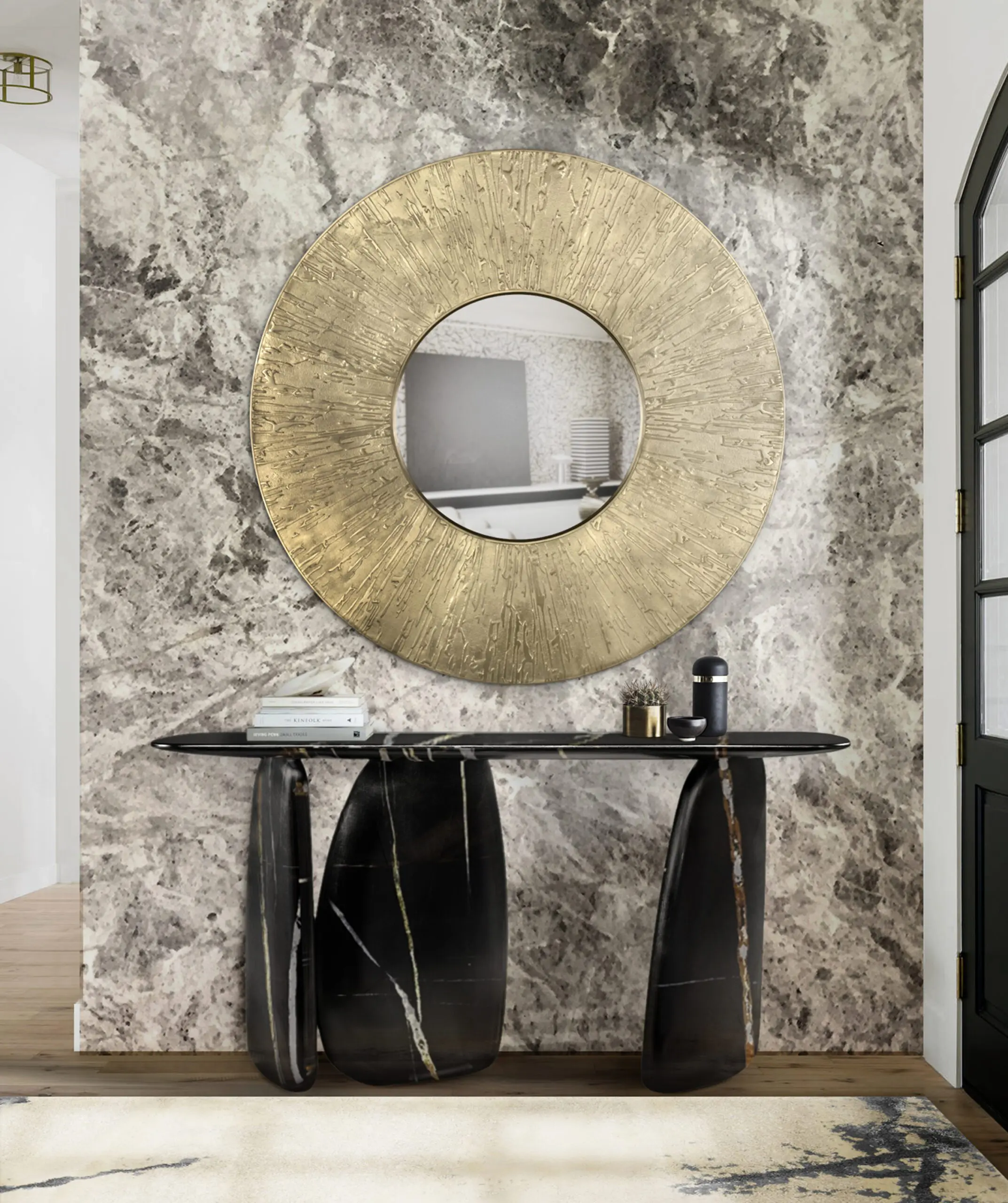 Sculptural Black Bold Console Table