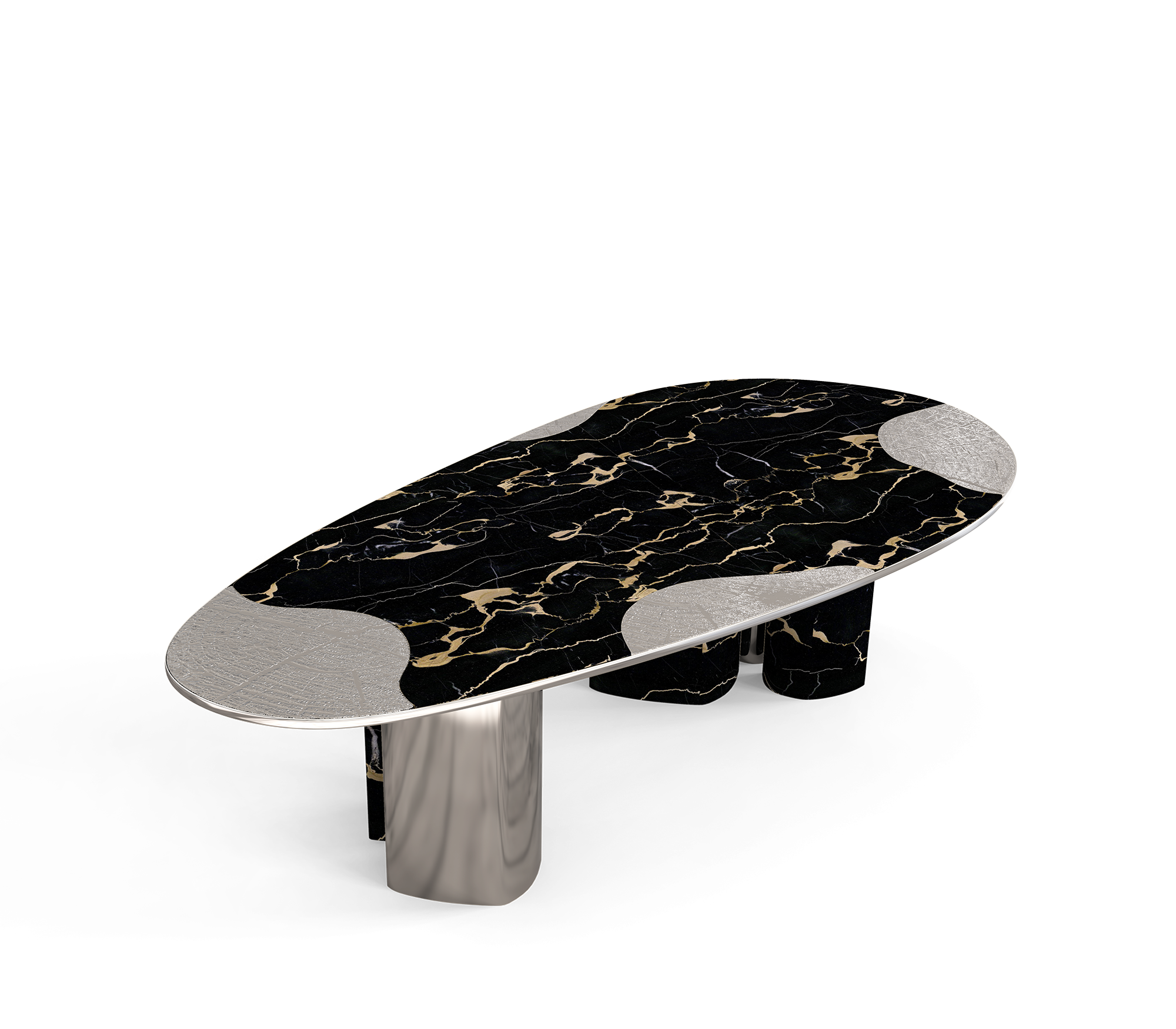 Marble & Silver Luxe Dining Table