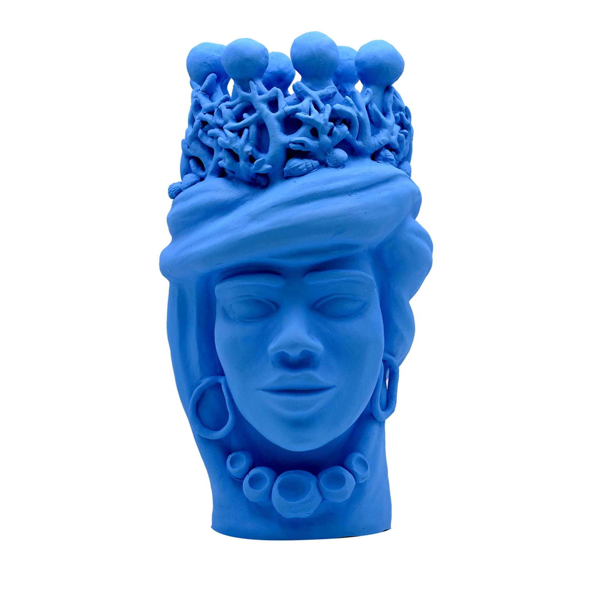 Light Blue Moor's Head Crafted Sculpture