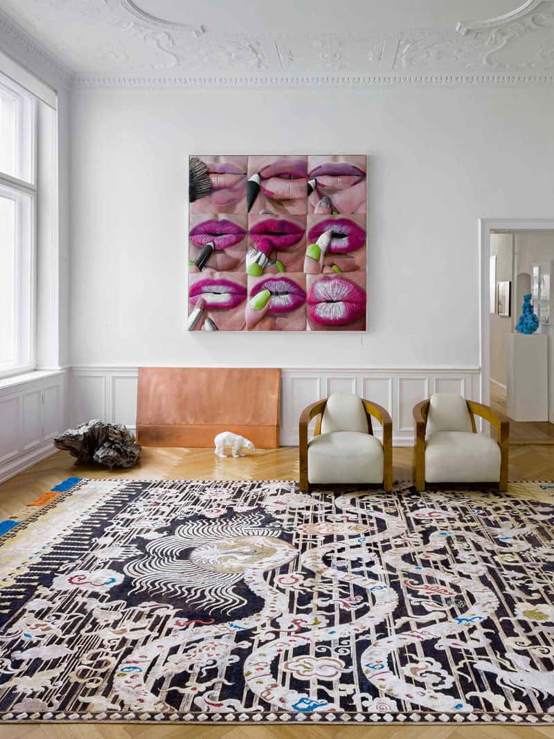 Dragon Black / Gold Silk / Wool Rug | Size: 170 x 240 cm