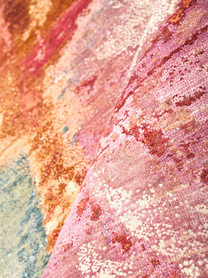Red Sunset Hand-Knotted Silk / Wool Rug