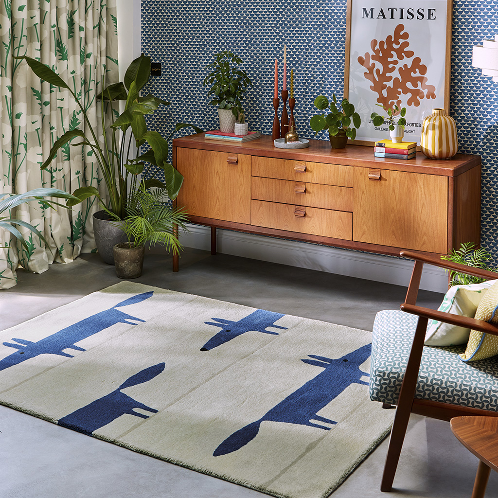 Fox Pebble / Denim Handwoven Rug