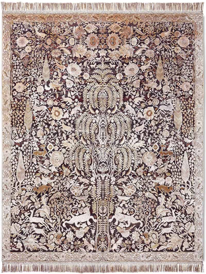 Gold / Purple Luxury Silk / Wool Rug