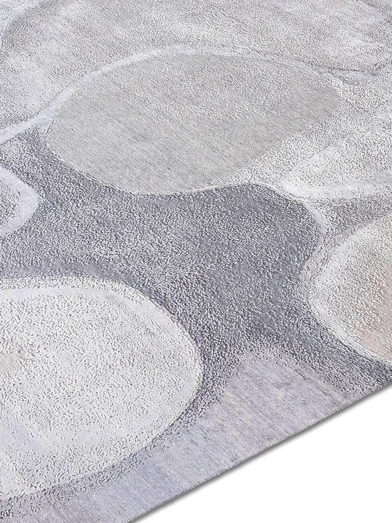 Silver Luxury Handwoven Rug ☞ Size: 183 x 274 cm