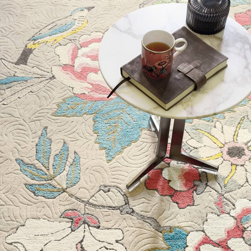 Floral Wool / Viscose Hand-Woven Rug