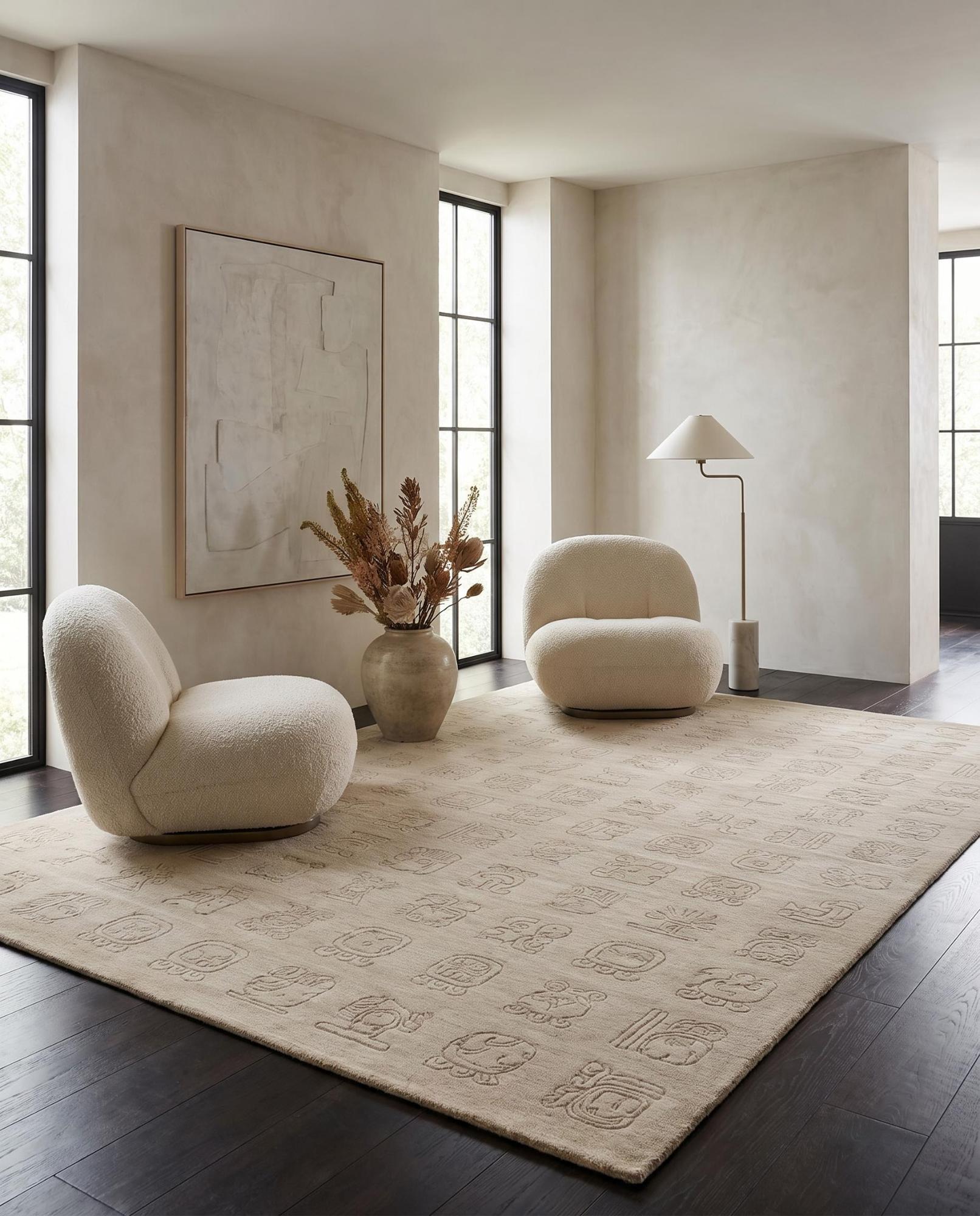 Symbol Grid Beige Artisan Rug