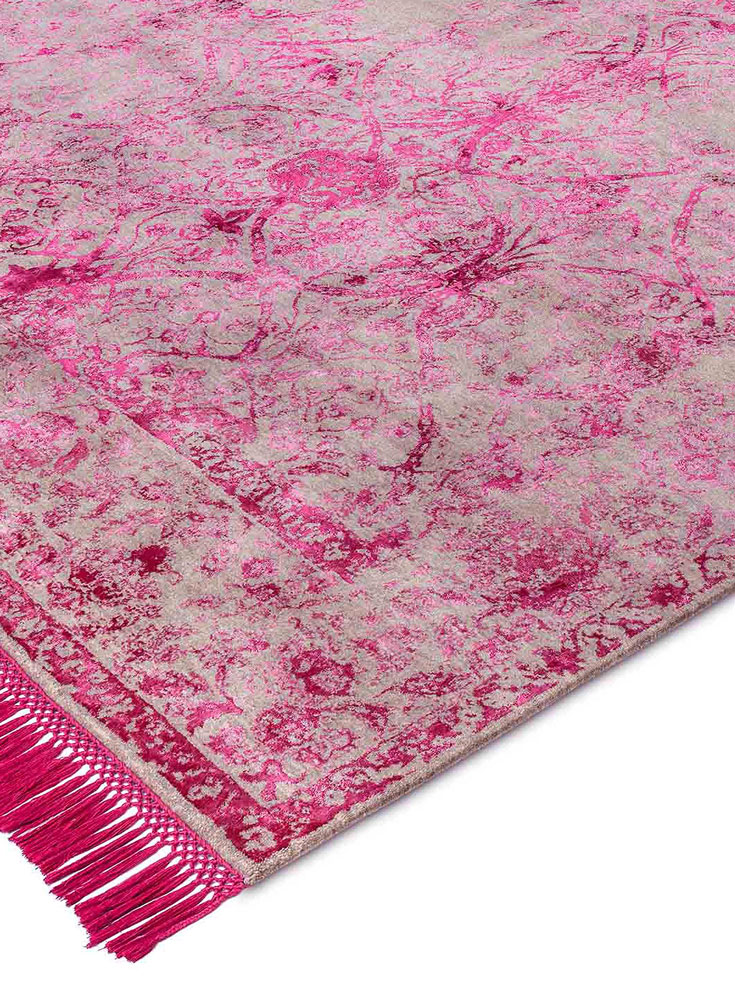 Strawberry Hand-Knotted Wool / Silk Rug ☞ Size: 305 x 427 cm