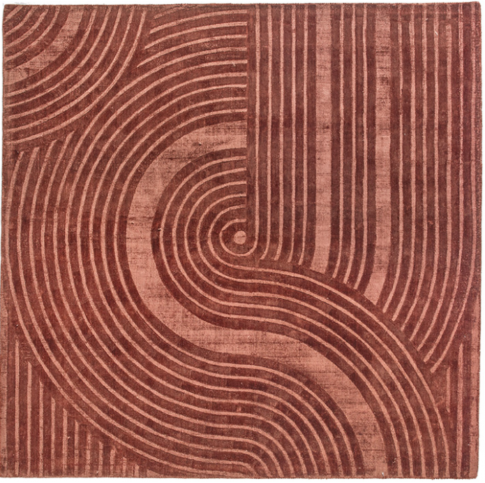 Designer Rust Indian Hand-Woven Rug | Size: 200 x 200 cm