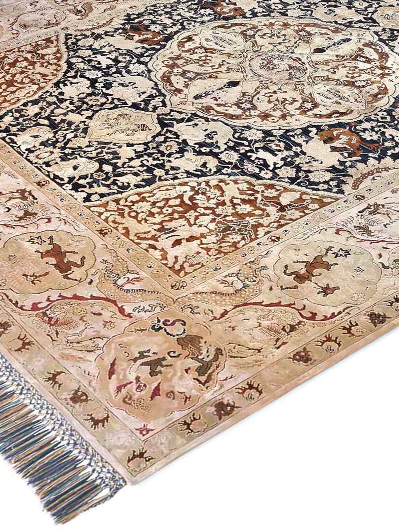 Gold Hand-Knotted Silk / Wool Rug