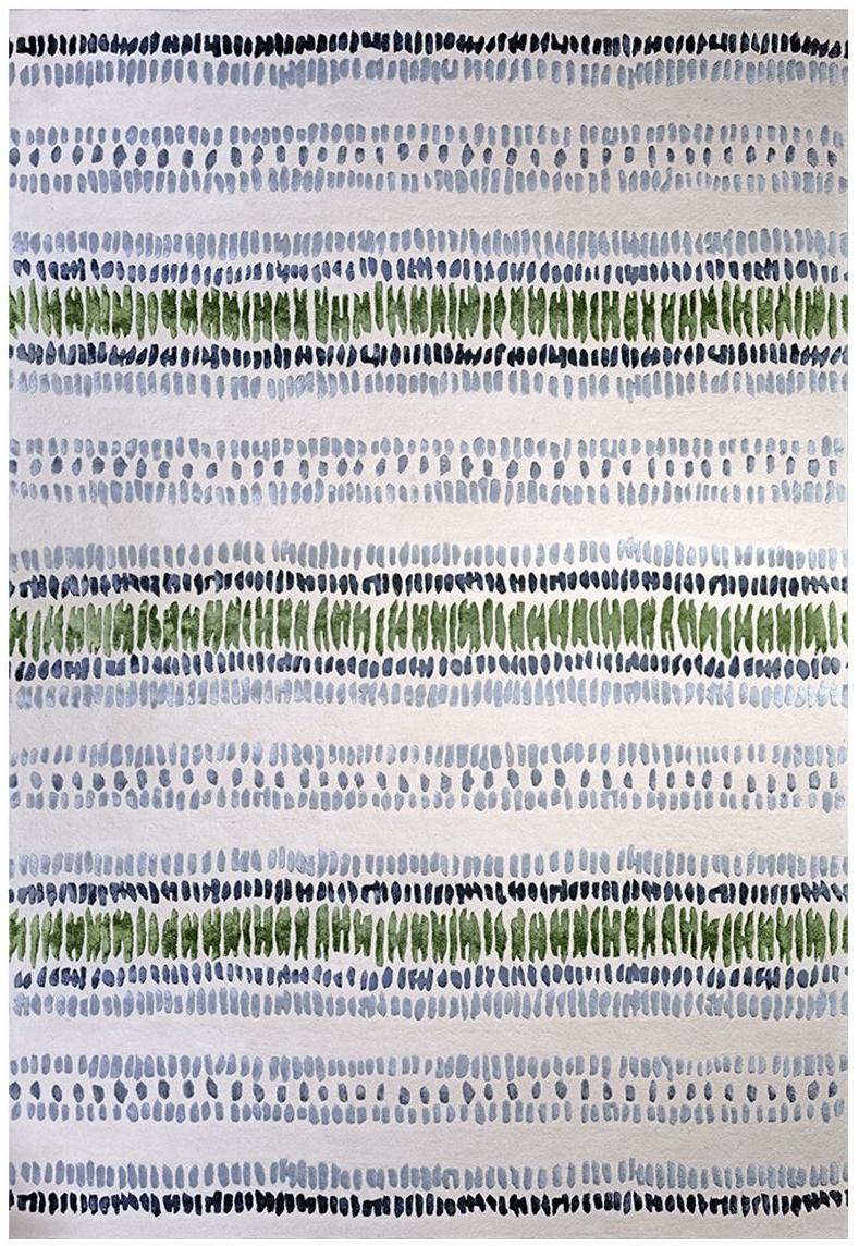 Striped Green Hand-Woven Luxury Rug