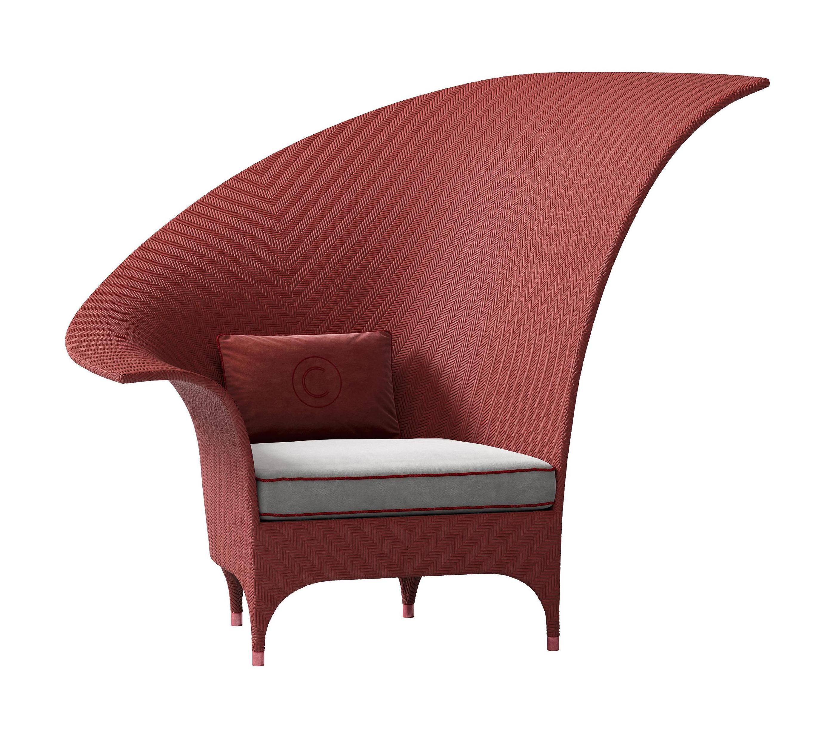 Exquisite Red Bergere Outdoor Armchair