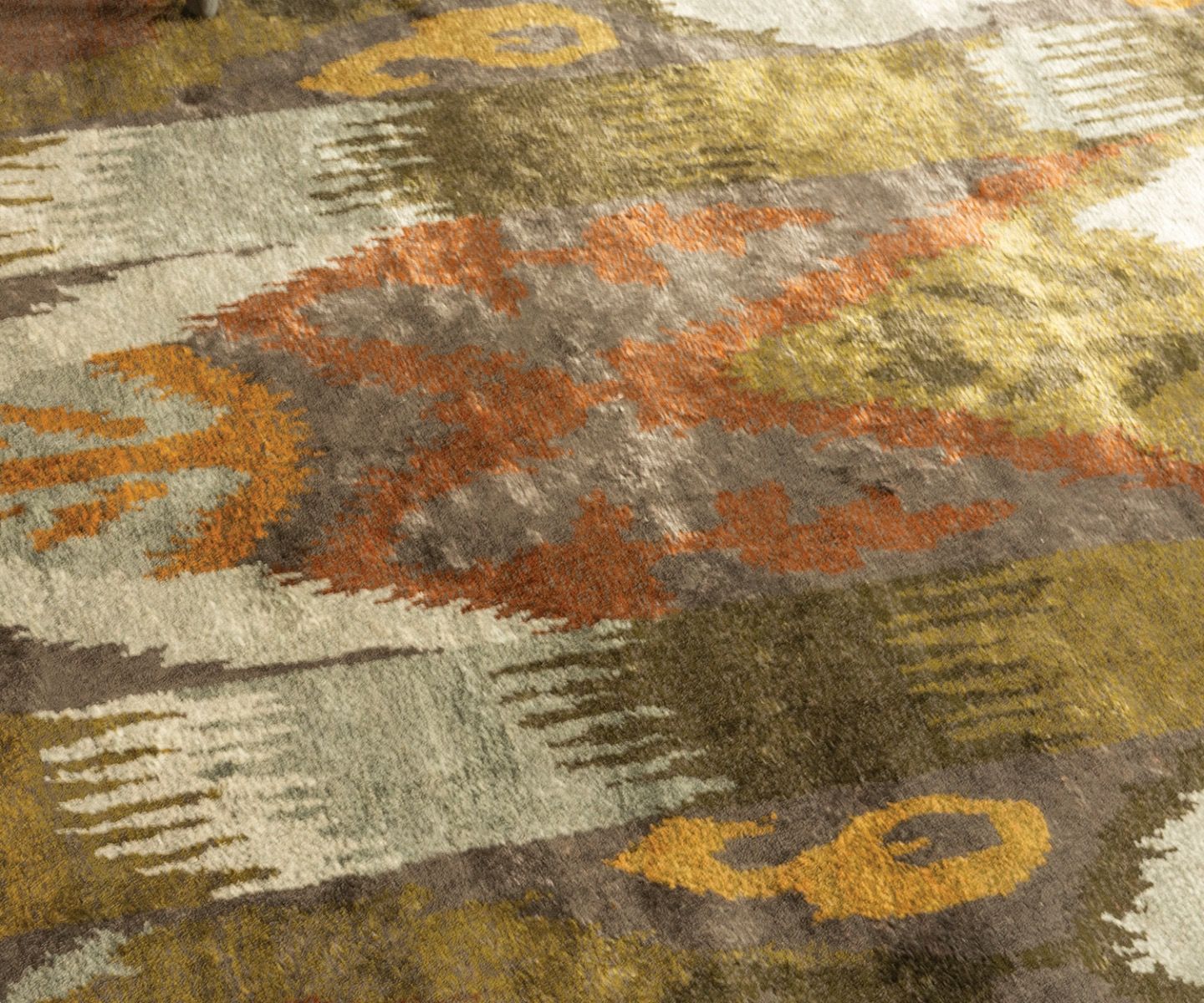 Designer Hand-Woven Green Luxury Rug