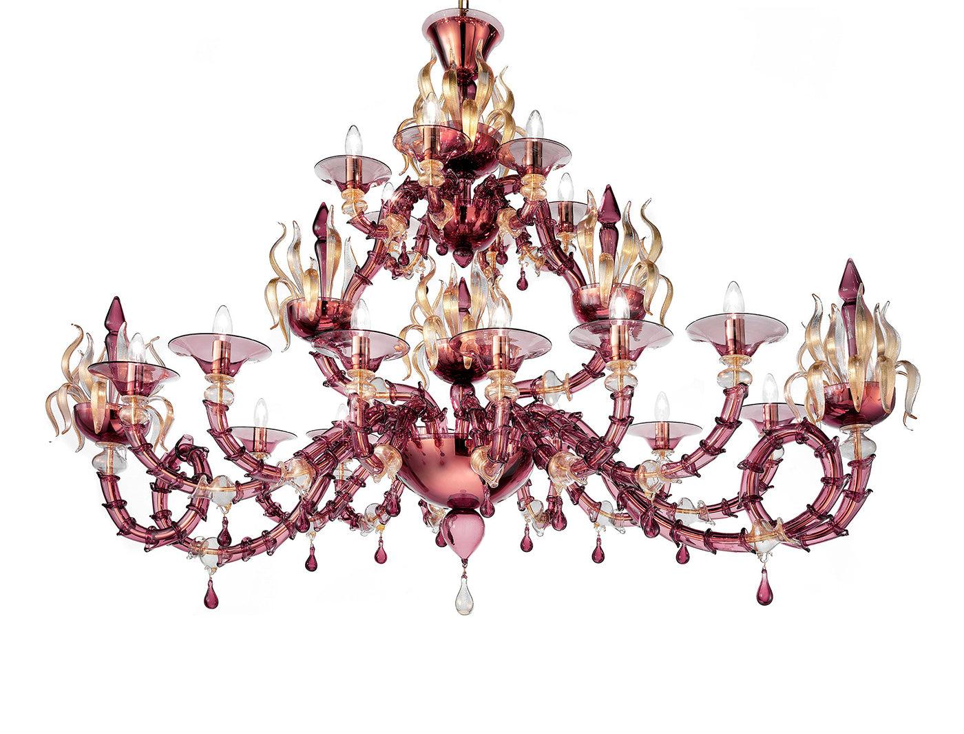 Venetian Purple Glass Classic Chandelier