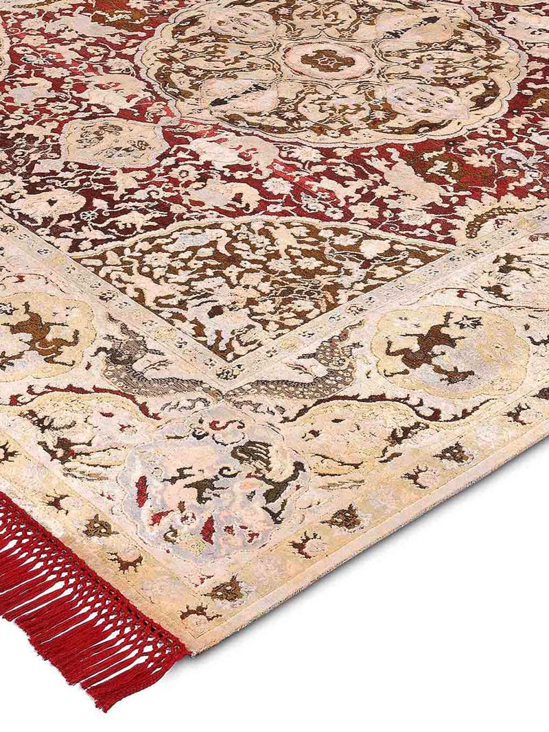 Gold Hand-Knotted Silk / Wool Rug