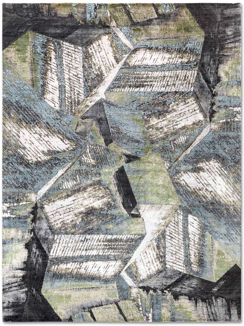 Brutalism Green Handwoven Luxury Rug