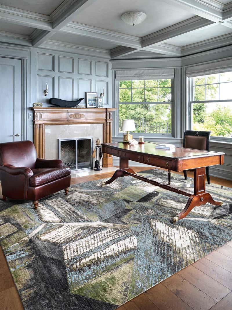 Brutalism Green Handwoven Luxury Rug