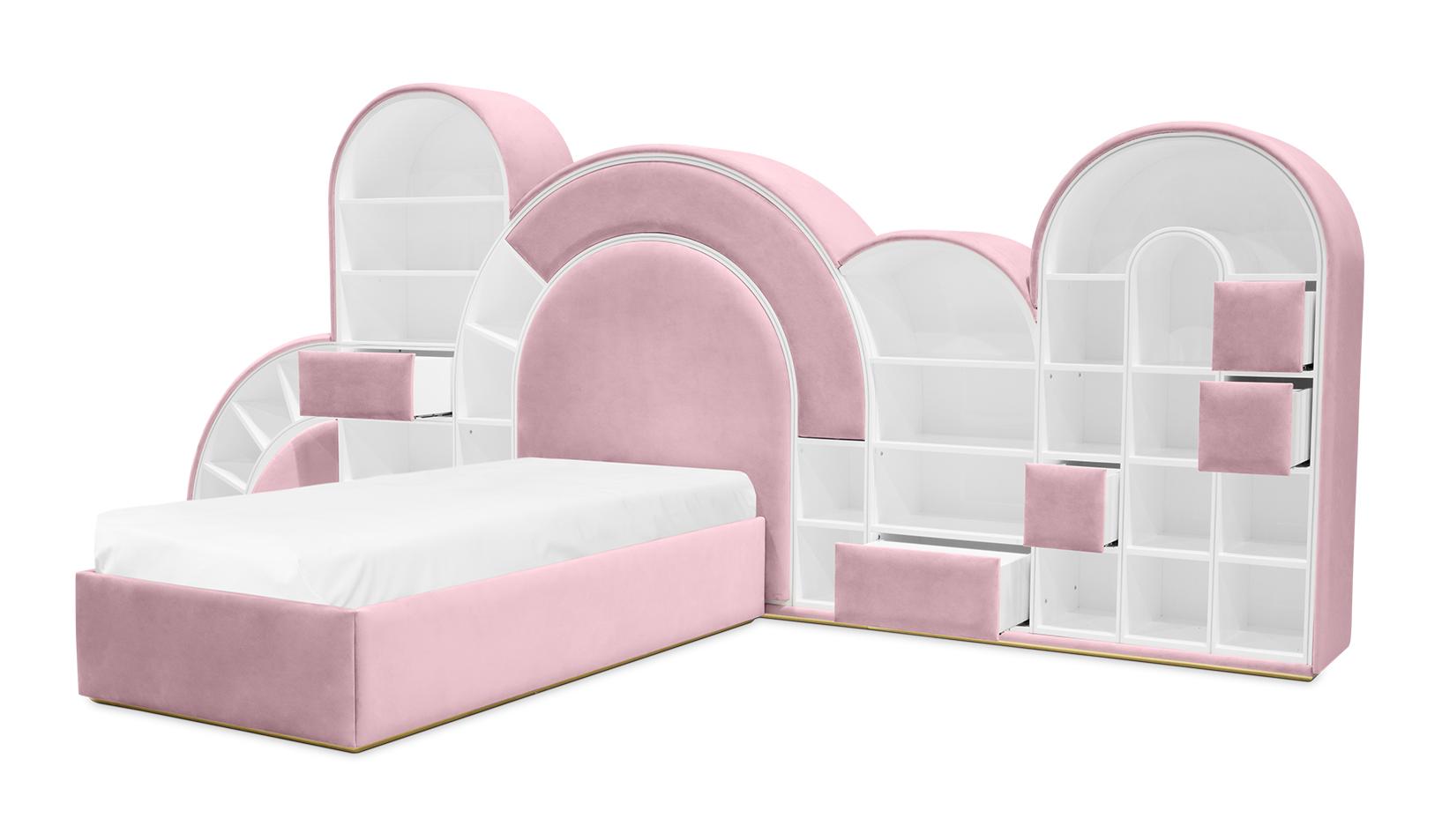 Bubblegum Marshmallow Pink Bed | Configuration: Small | Mattress Size: 90 x 190 cm