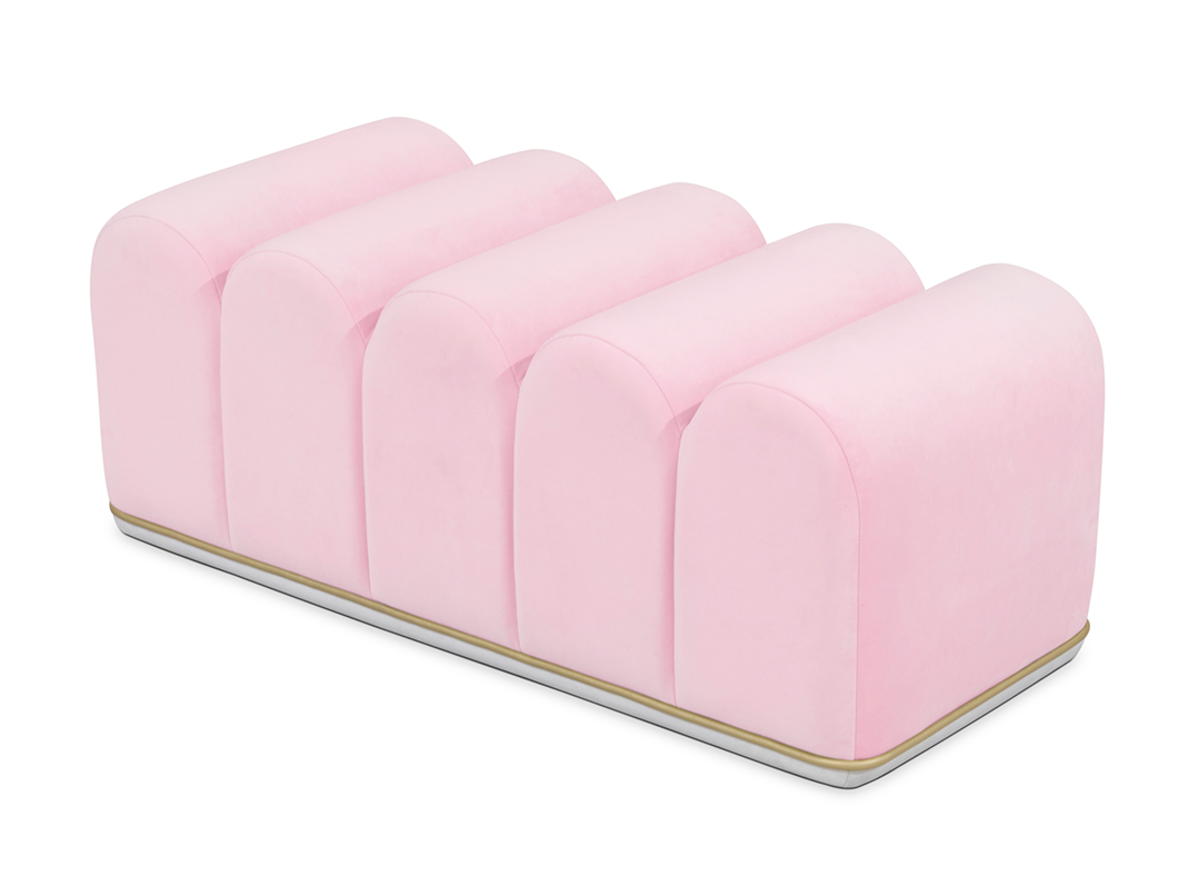Sweet Swirl Pink Velvet Bench
