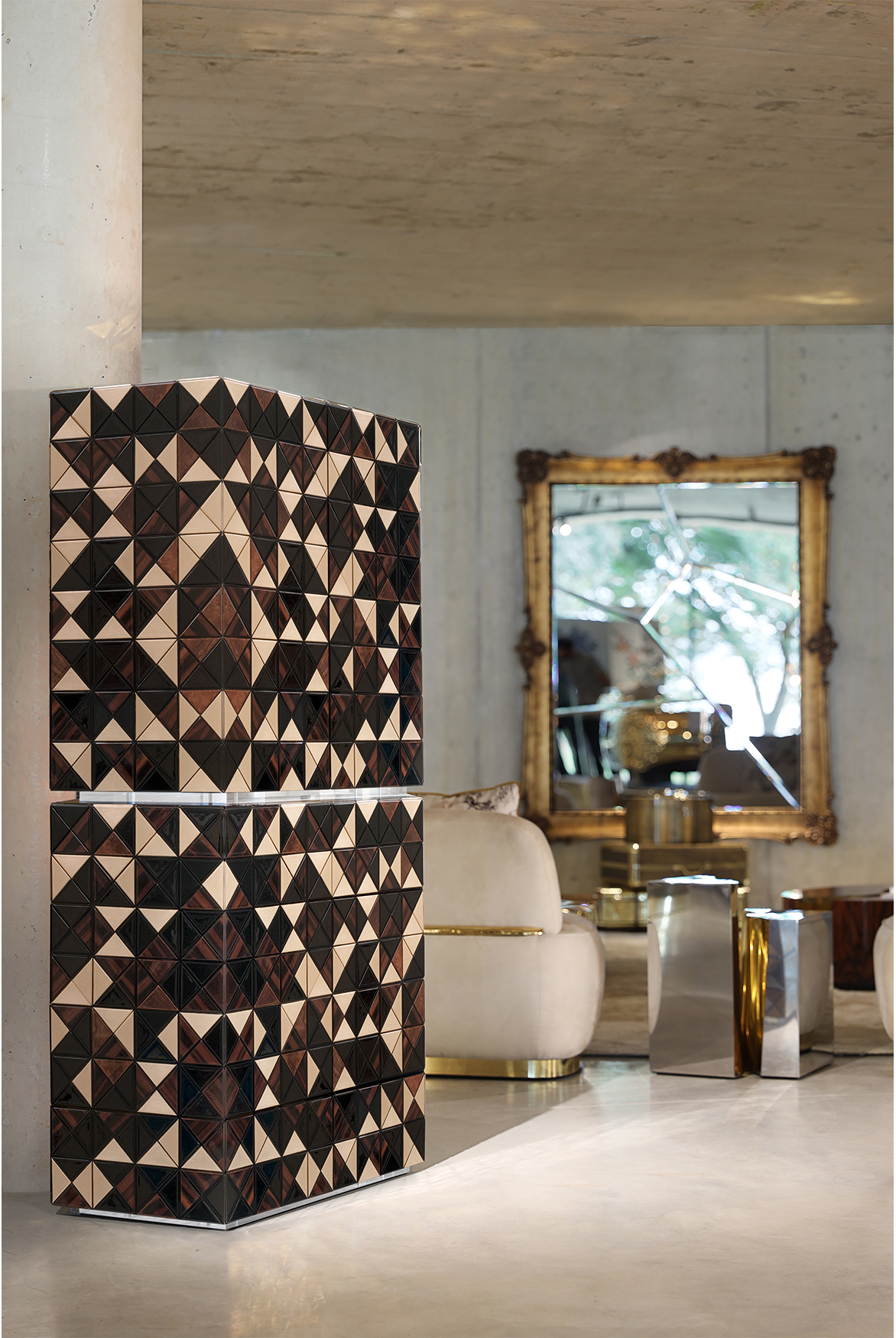 Mosaic II Walnut Designer Cabinet