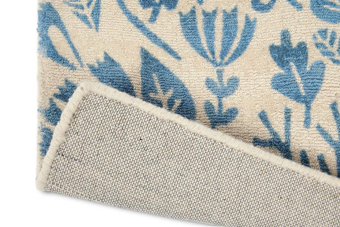 Blue & Beige Handwoven NZ Wool Rug
