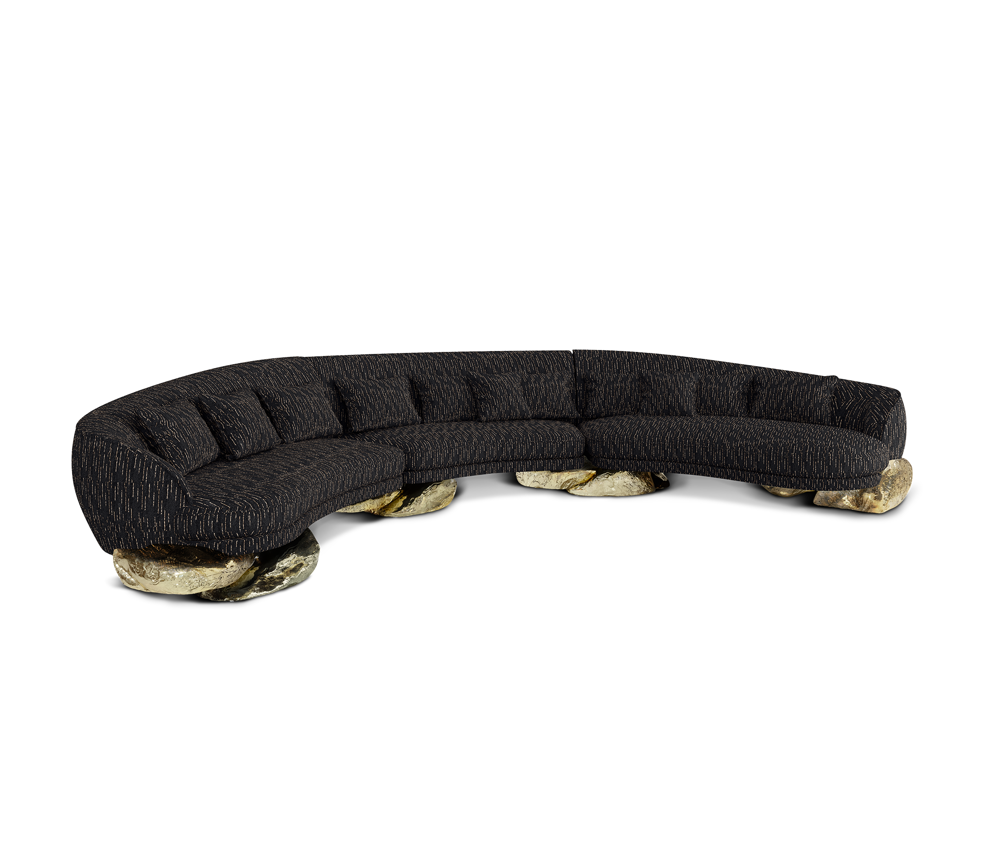Angora Black Curved Luxe Sofa