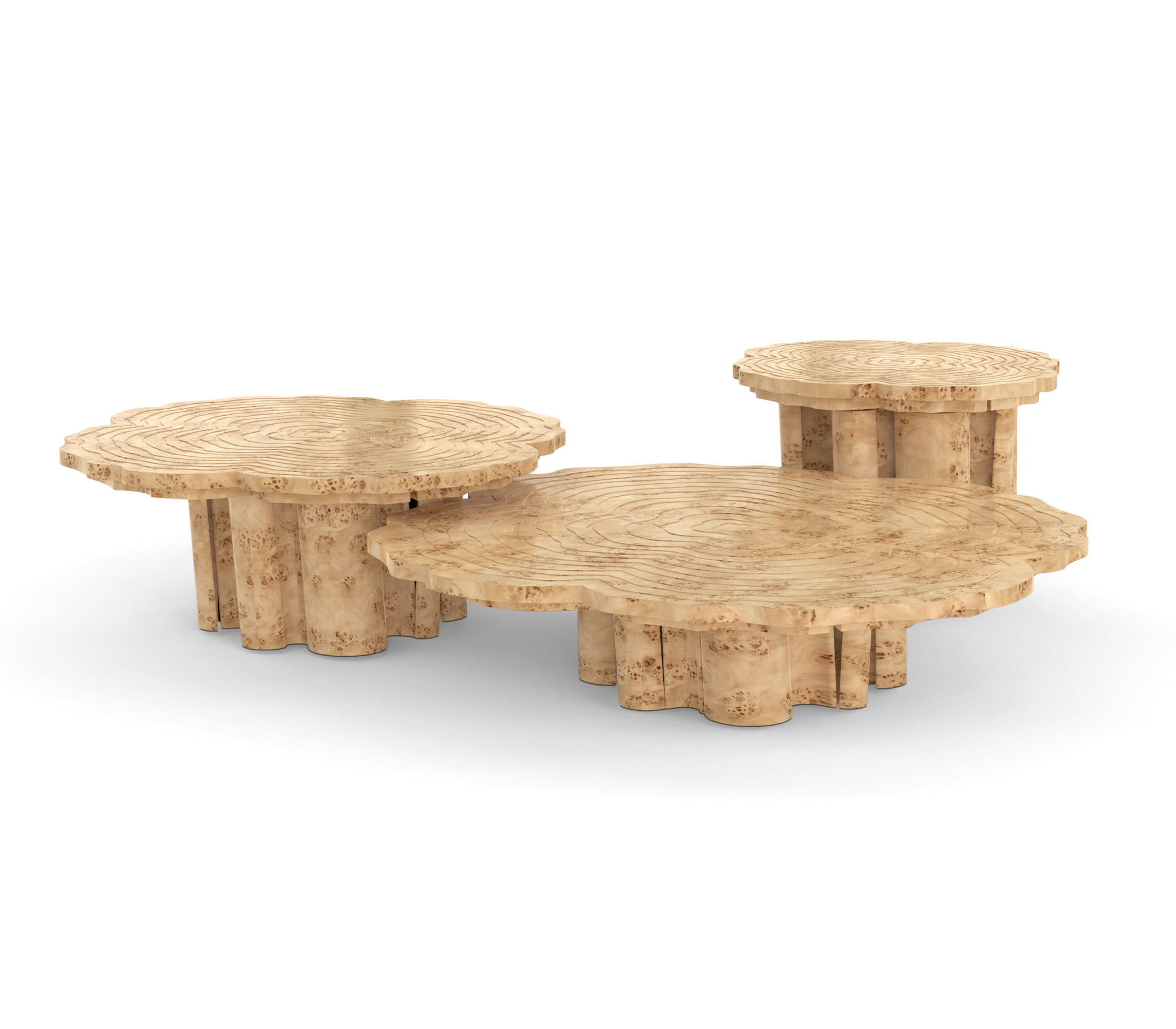 Poplar 3-Piece Coffee Table Set