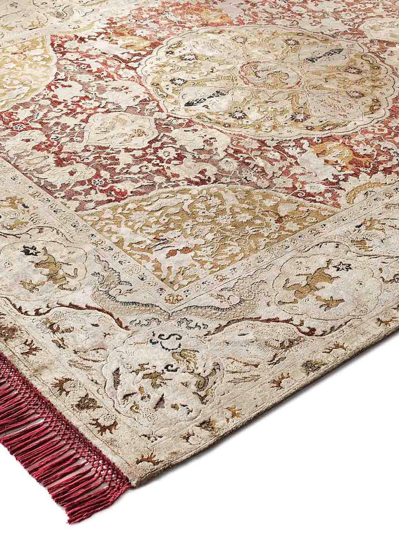Gold Hand-Knotted Silk / Wool Rug