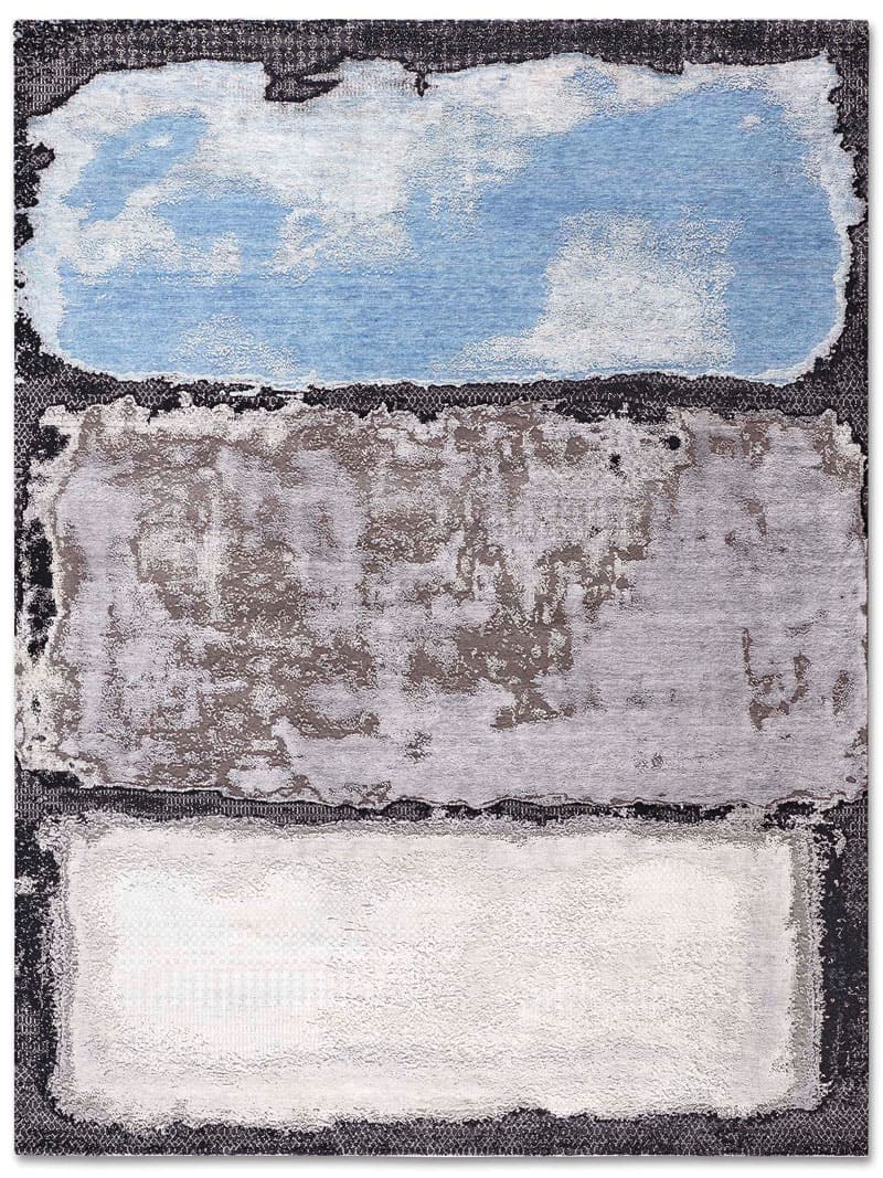 Light Blue Silver Hand-Woven Exquisite Rug ☞ Size: 183 x 274 cm