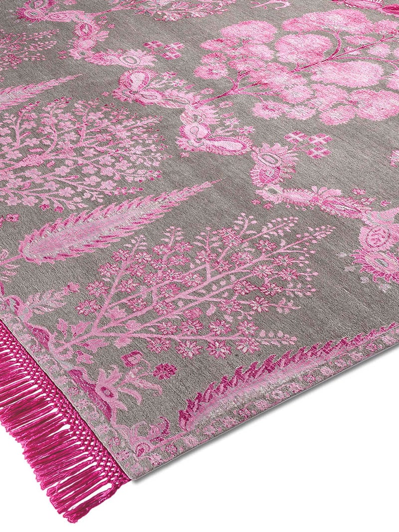 Mughal Pink Wool & Silk Rug