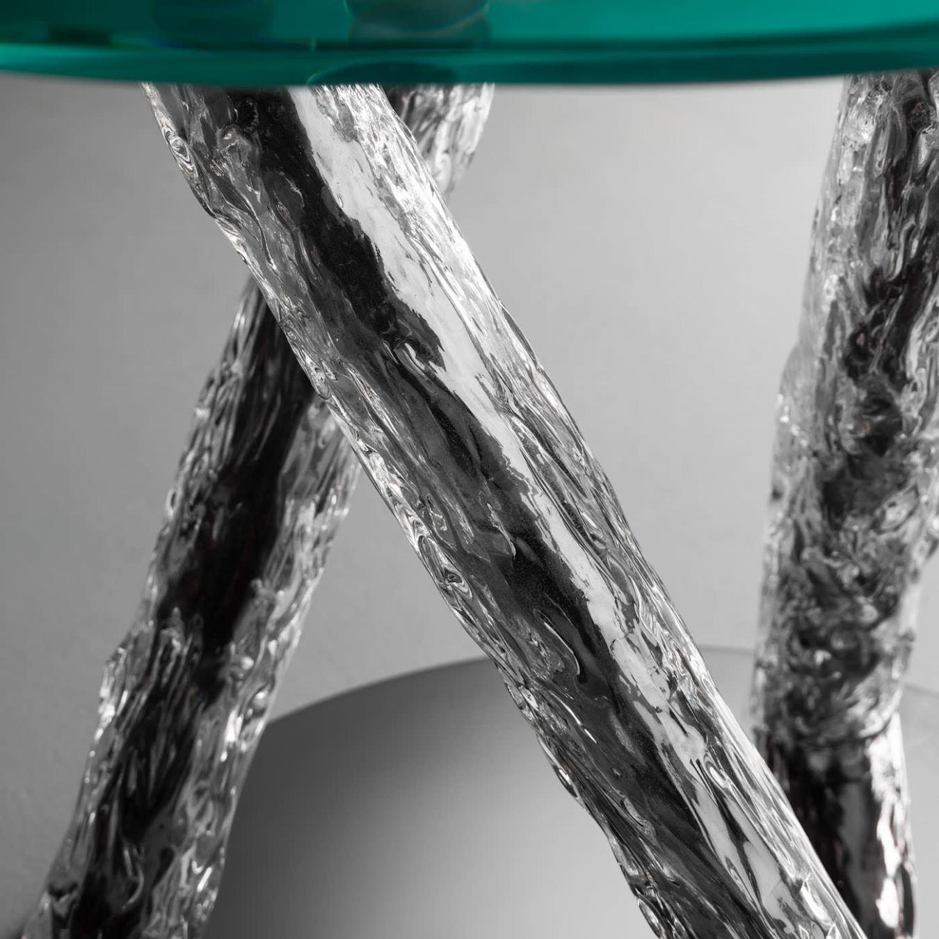 Sculptural-Leg Round Glass Dining Table
