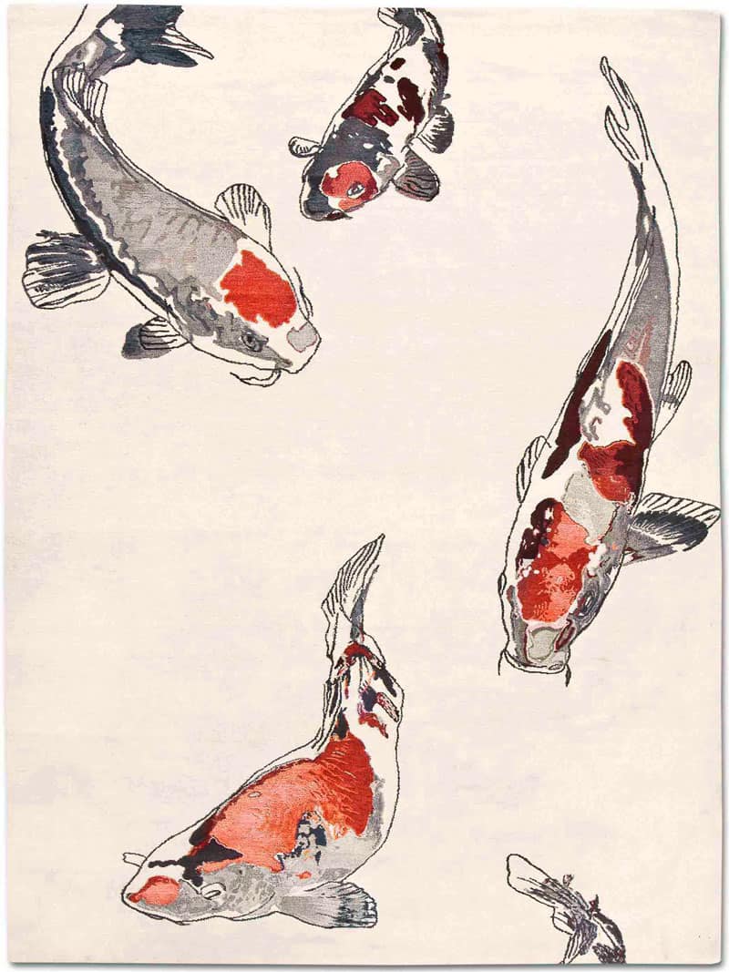 Fish Original on White Luxury Hand-Woven Rug