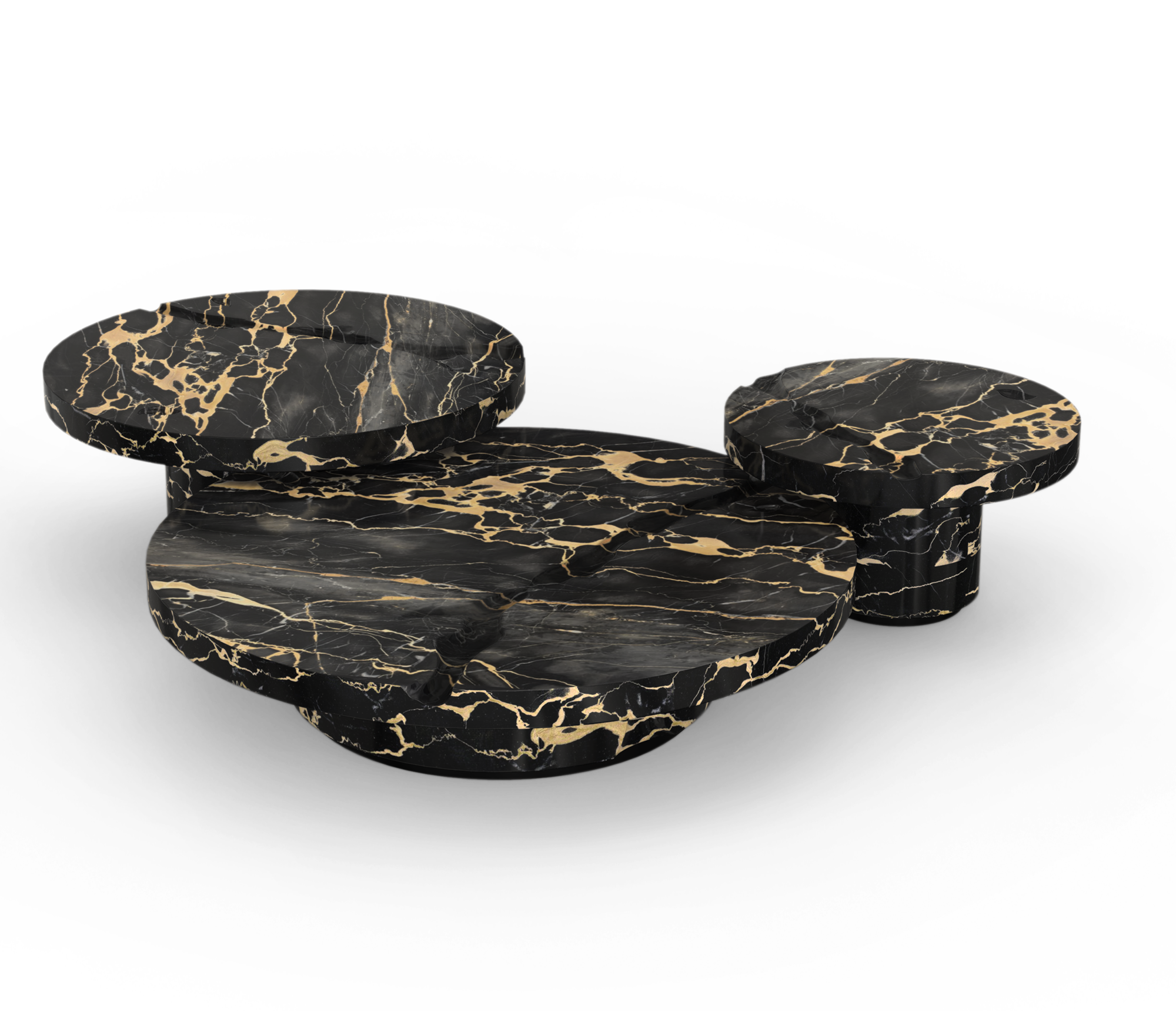 Portoro Marble 3-Piece Coffee Table Set