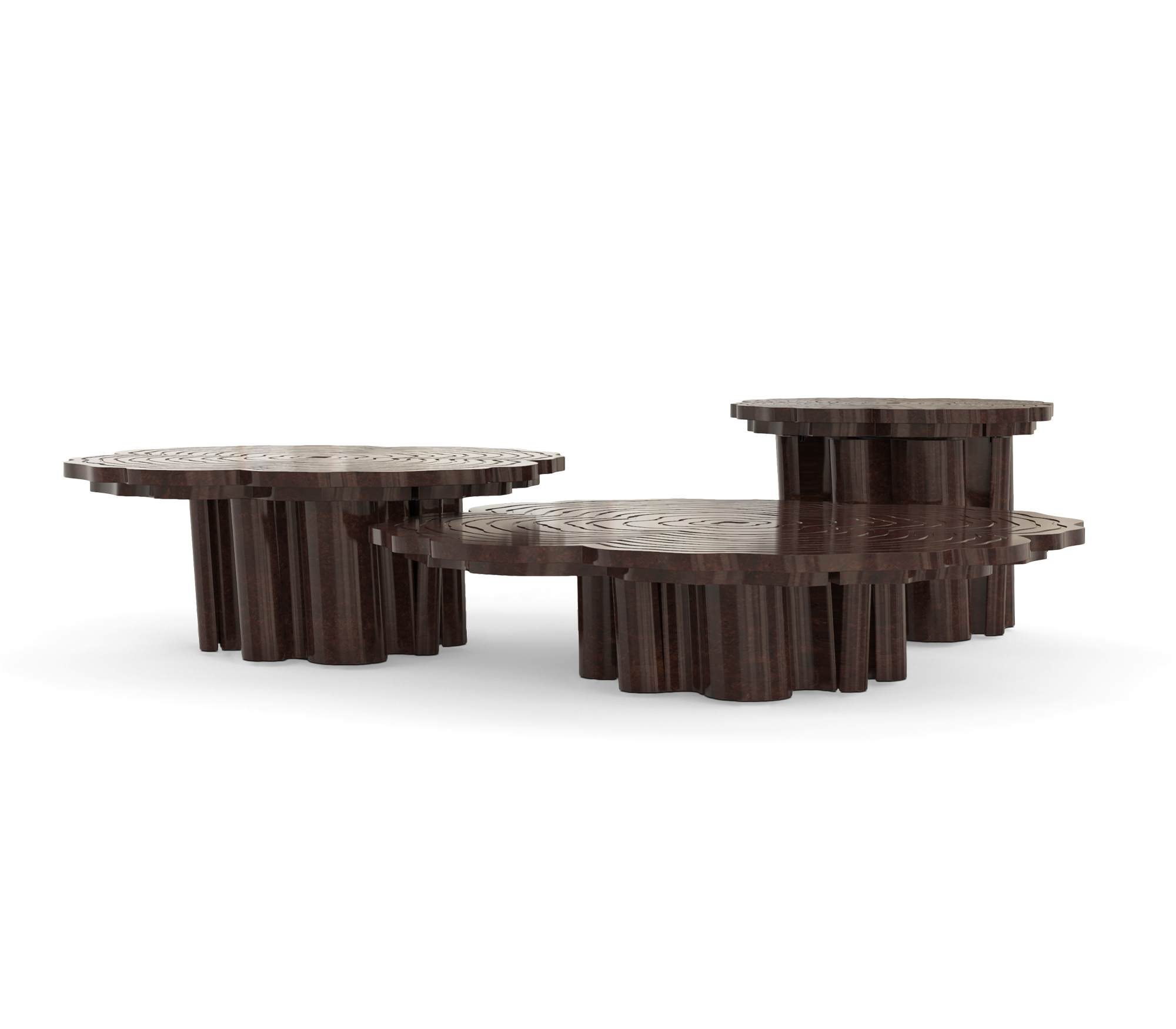Walnut 3-Piece Coffee Table Set